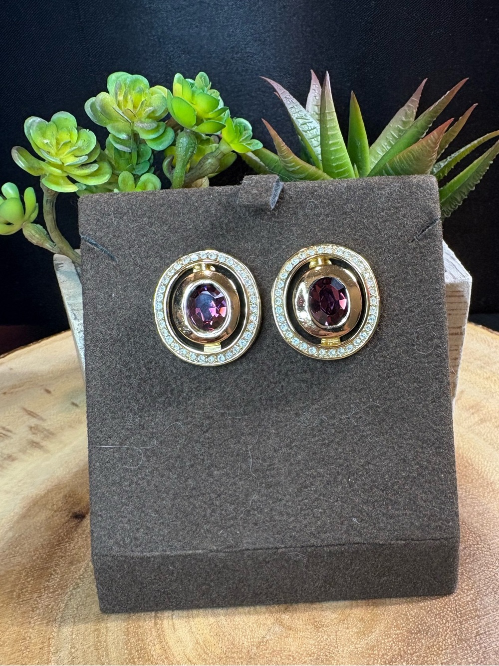 Dior Purple Stone Halo Stud Earrings💜